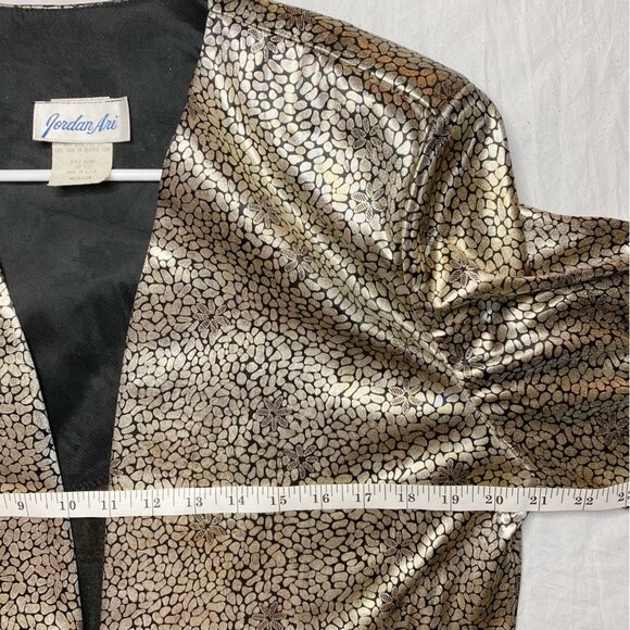 Jordan Ari Vintage Metallic Gold Semi Sheer Blazer with Shoulder Pads Size M - Picture 7 of 8